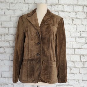 Banana Republic 100% Leather Brown Blazer Jacket